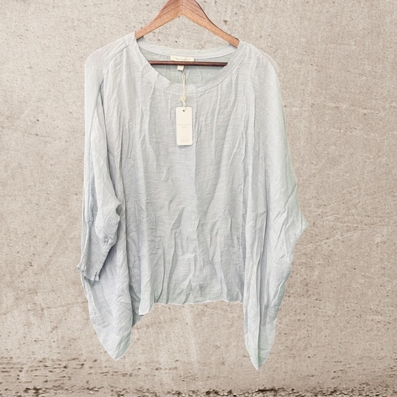 Blue Relaxed Long Sleeve Blouse - Picture 1 of 4